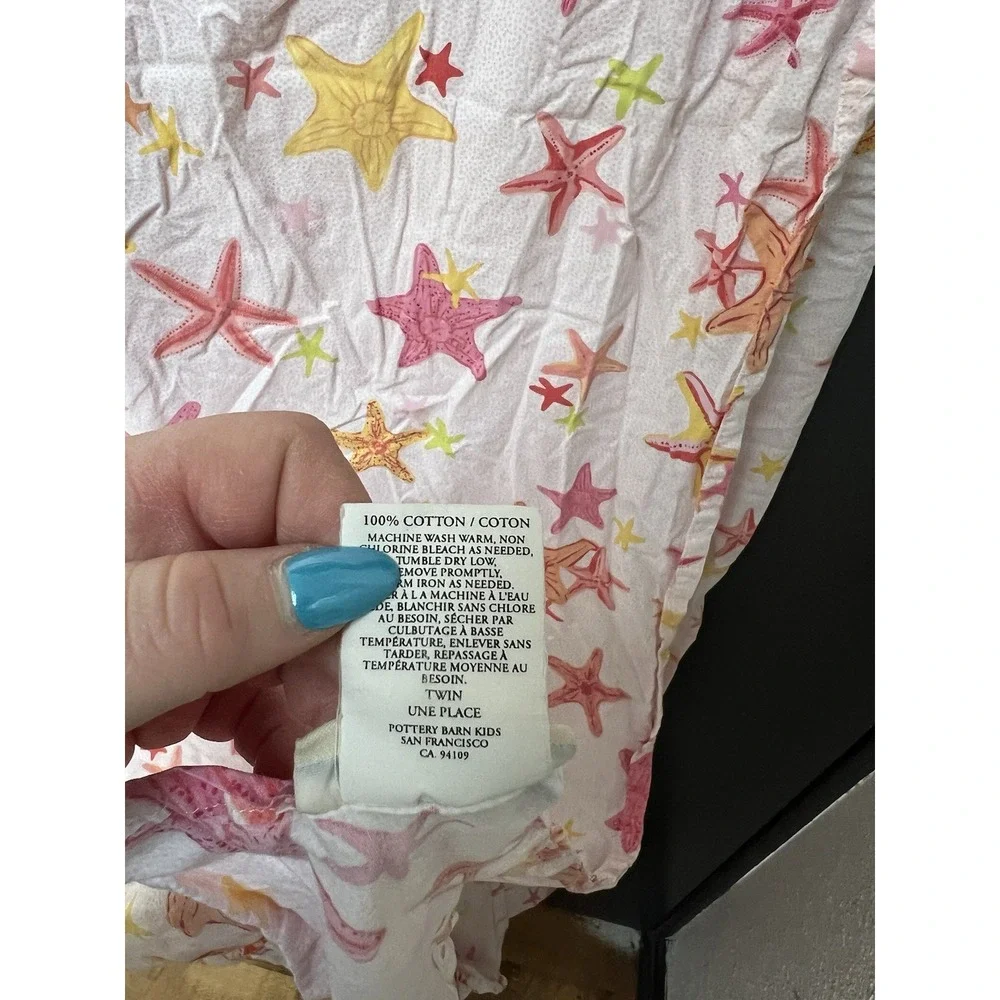 Pottery Barn Kids Bermuda Starfish Twin Duvet Cover, Flat & Fitted Sheet